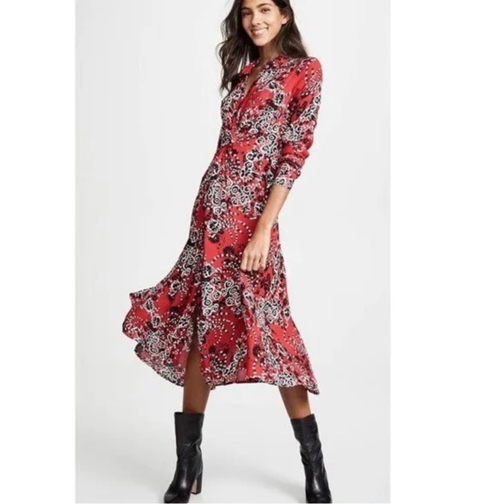 Free People Women's Tough Love Shirtdress, Red,‎ 0